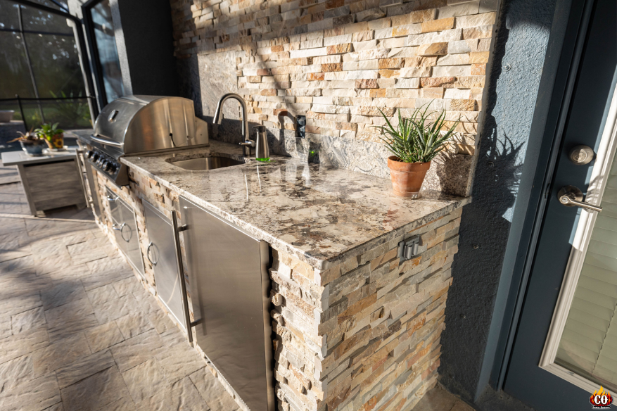 Tampa Tough: Custom Concrete Outdoor Kitchen & Feature Wall Built for Florida Weather